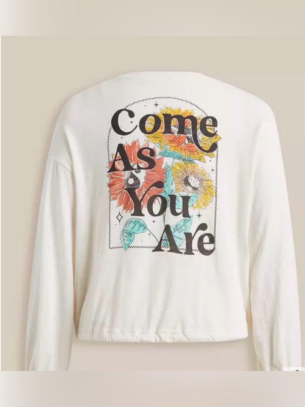 Torrid Sunflower Graphic Tee Tie Hem Top‎ Boho Cottagecore Long Sleeve Size 3